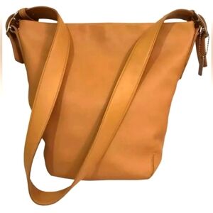 Coach SoHo Legacy Duffle Bucket Bag Britain Tan flexible leather